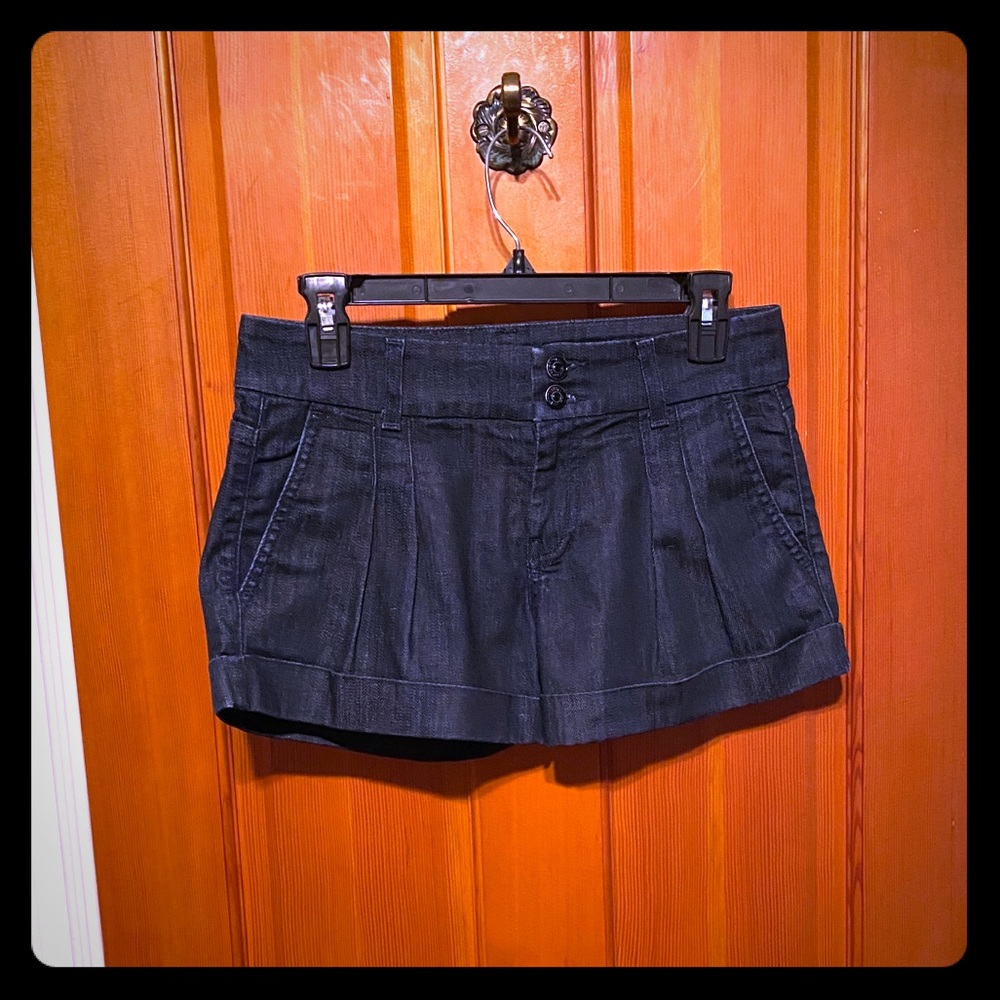 7 For All Mankind Pleated Cuffed Denim Shorts